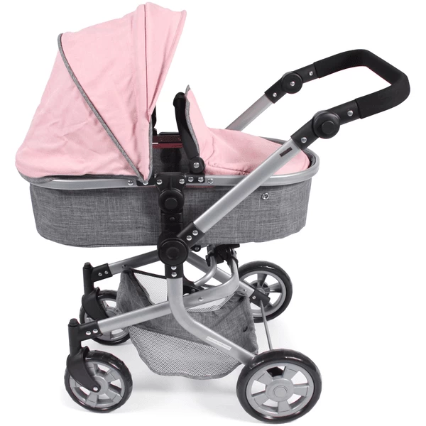 BAYER CHIC 2000 Combi Poppenwagen MIKA Melange Grijs Roze 4 BAYER CHIC 2000 Combi Poppenwagen MIKA Melange Grijs Roze - Afbeelding 2
