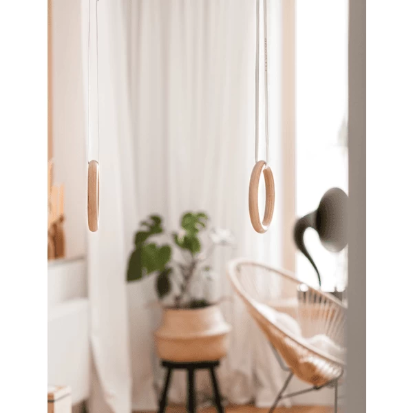 Fitwood ULPU Turnringen, Berken Wit Gewaxt - Zwarte Bandjes 5 Fitwood ULPU Turnringen, Berken Wit Gewaxt - Zwarte Bandjes - Afbeelding 3