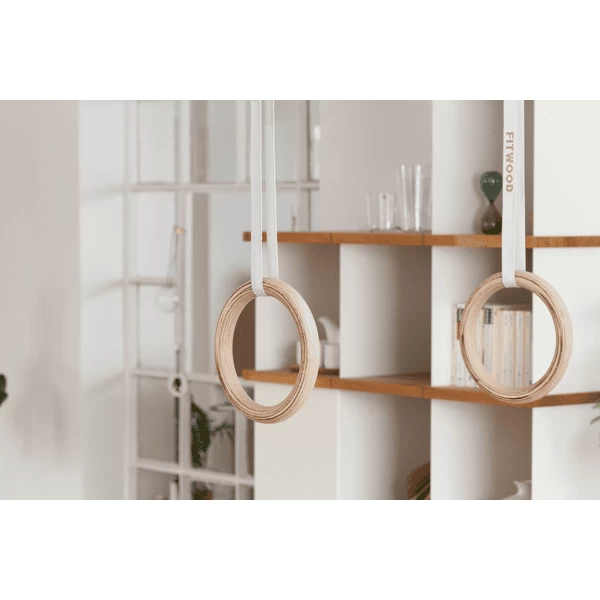 Fitwood ULPU Turnringen, Berken Wit Gewaxt - Zwarte Bandjes 7 Fitwood ULPU Turnringen, Berken Wit Gewaxt - Zwarte Bandjes - Afbeelding 5