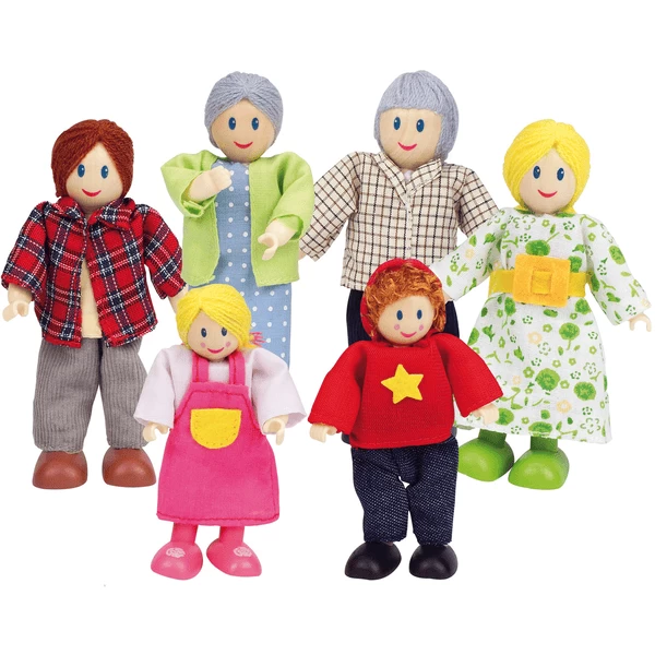HAPE Poppenfamilie - Blanke Huidskleur 6delig 4 HAPE Poppenfamilie - Blanke Huidskleur 6delig - Afbeelding 2