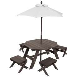 Kidkraft® Achthoekige Tafelset Met Krukjes En Parasol