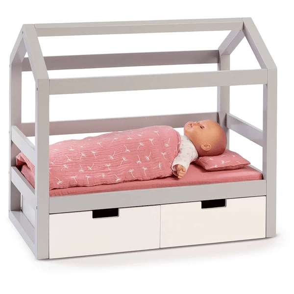 MUSTERKIND ® Poppenhuis Bed Viola Grijs/wit 3 MUSTERKIND ® Poppenhuis Bed Viola Grijs/wit