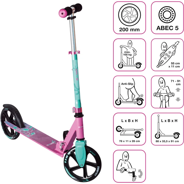 Muuwmi Aluminium Scoot Er 200 Mm Roze-turquoise 7 Muuwmi Aluminium Scoot Er 200 Mm Roze-turquoise - Afbeelding 5
