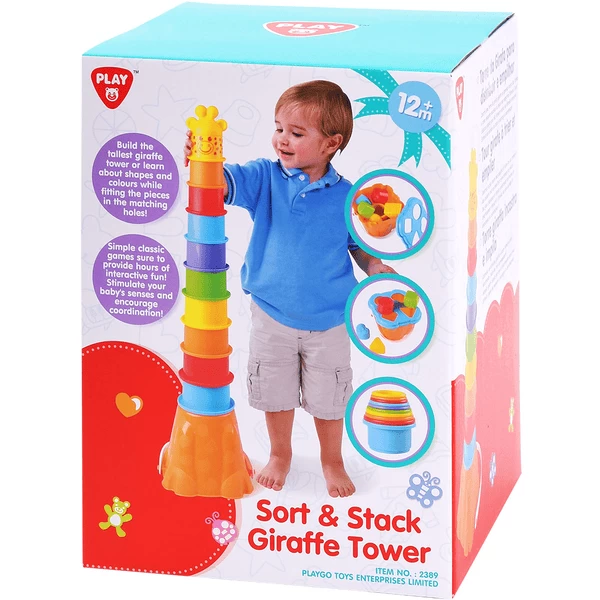 Playgo Speeltrainer Giraffe Met Vormensorteerder, Stapeltoren En Emmer 4 Playgo Speeltrainer Giraffe Met Vormensorteerder, Stapeltoren En Emmer - Afbeelding 2