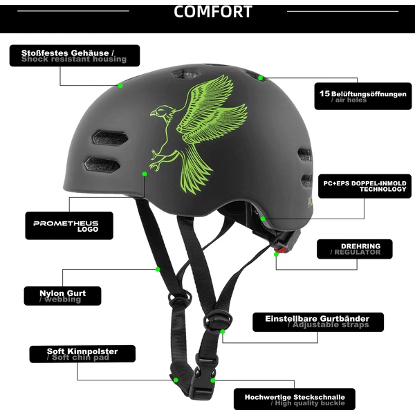 PROMETHEUS BICYCLES ® Fietshelm Maat S 52-55 Cm Groen 4 PROMETHEUS BICYCLES ® Fietshelm Maat S 52-55 Cm Groen - Afbeelding 2