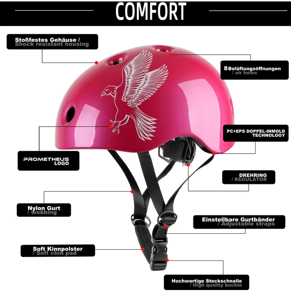 PROMETHEUS BICYCLES ® Fietshelm Maat XS 48-52 Cm Roze 5 PROMETHEUS BICYCLES ® Fietshelm Maat XS 48-52 Cm Roze - Afbeelding 3