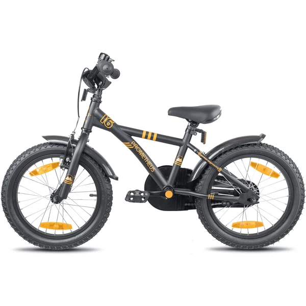 PROMETHEUS BICYCLES ® Kinderfiets 16", Zwart Mat Orange Met Zijwieltjes 4 PROMETHEUS BICYCLES ® Kinderfiets 16", Zwart Mat Orange Met Zijwieltjes - Afbeelding 2