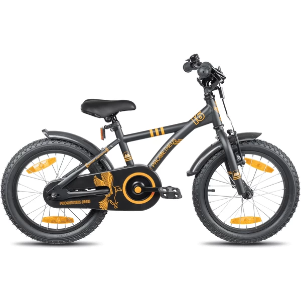 PROMETHEUS BICYCLES ® Kinderfiets 16", Zwart Mat Orange Met Zijwieltjes 7 PROMETHEUS BICYCLES ® Kinderfiets 16", Zwart Mat Orange Met Zijwieltjes - Afbeelding 5